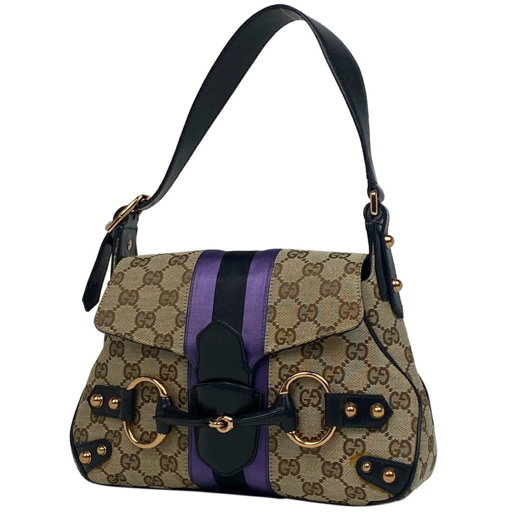 Gucci GG shoulder bag handbag Sherry Web canvas beige black